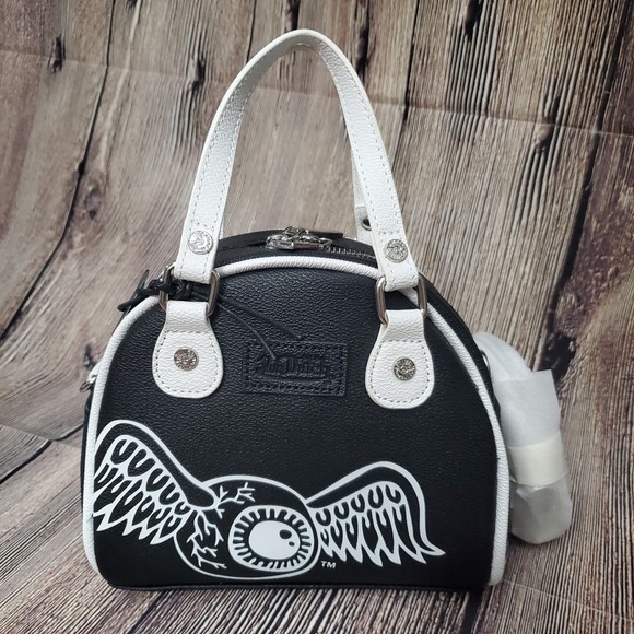 Von Dutch Handbags - NWT Von Dutch The Classic Black & White Flying Eyeball Satchel Crossbody Bag